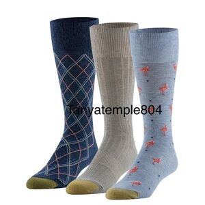 GoldToe Edition Mens Flamingos Crew Socks Assorted, 3 Pack